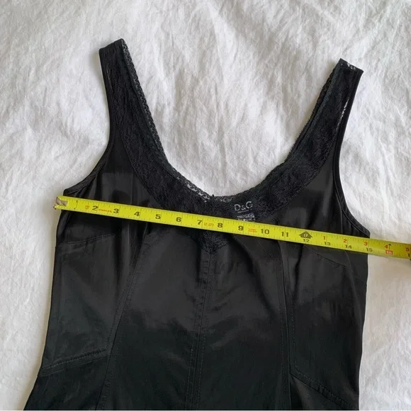 Vintage Dolce & Gabbana Lace Silky Trim Sleeveless Dress Black 90s Y2K - Picture 11 of 11